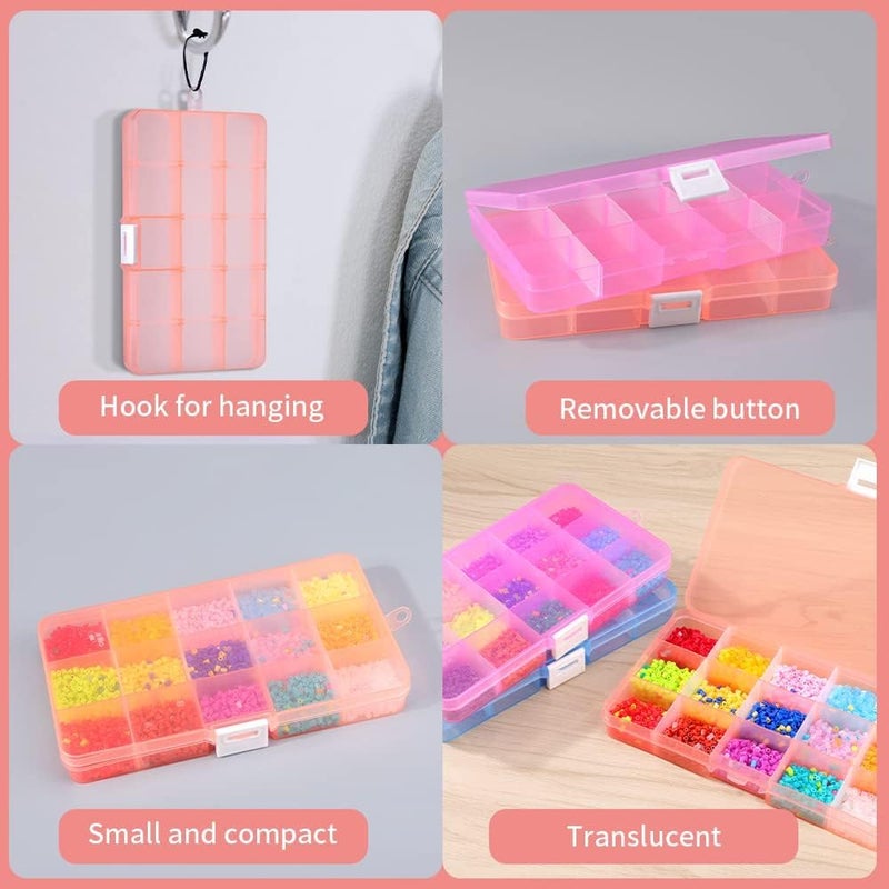 Opret 15 Girds Bead Organizer(4 Pack), Earring Organizer Box, SMALL Plastic Containers with Adjustable Dividers for Crafts Jewelry Screws Fishing Tackles Small Items, Size 6.9Ã—3.9Ã—0.9in - Image 5
