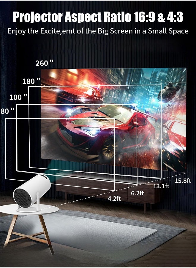 Digisand - X3 Mini Portable Projector 5G Wifi 6 BT 5.2 Android 11 Projector 4K 1080P Full HD Support 13000 Lumens Horizontal Keystone Correction Auto Led Projector 180°Rotating Projector - Image 1