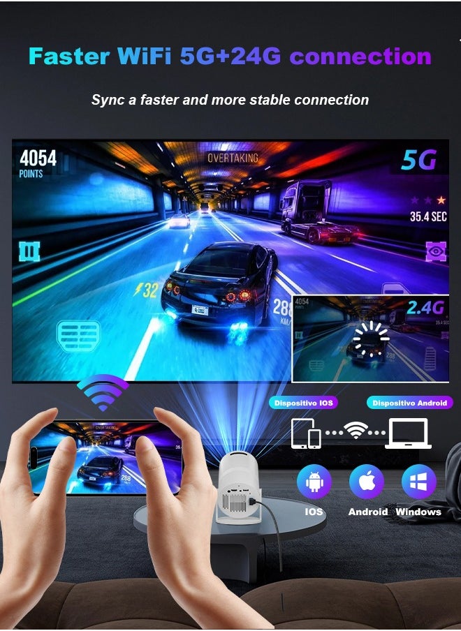 Digisand - X3 Mini Portable Projector 5G Wifi 6 BT 5.2 Android 11 Projector 4K 1080P Full HD Support 13000 Lumens Horizontal Keystone Correction Auto Led Projector 180°Rotating Projector - Image 1