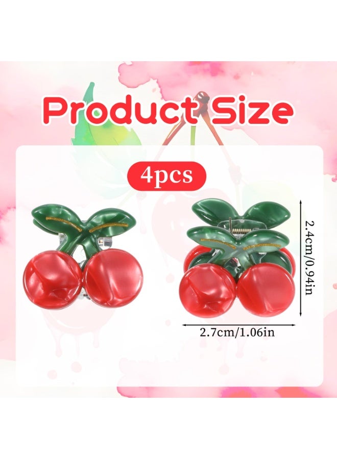 4 قطع من مشابك شعر على شكل كرز، مصنوعة من الأسيتات، مانعة للانزلاق، لطيفة، مناسبة للشعر الخفيف والكثيف، هدية مثالية للنساء. - Image 2