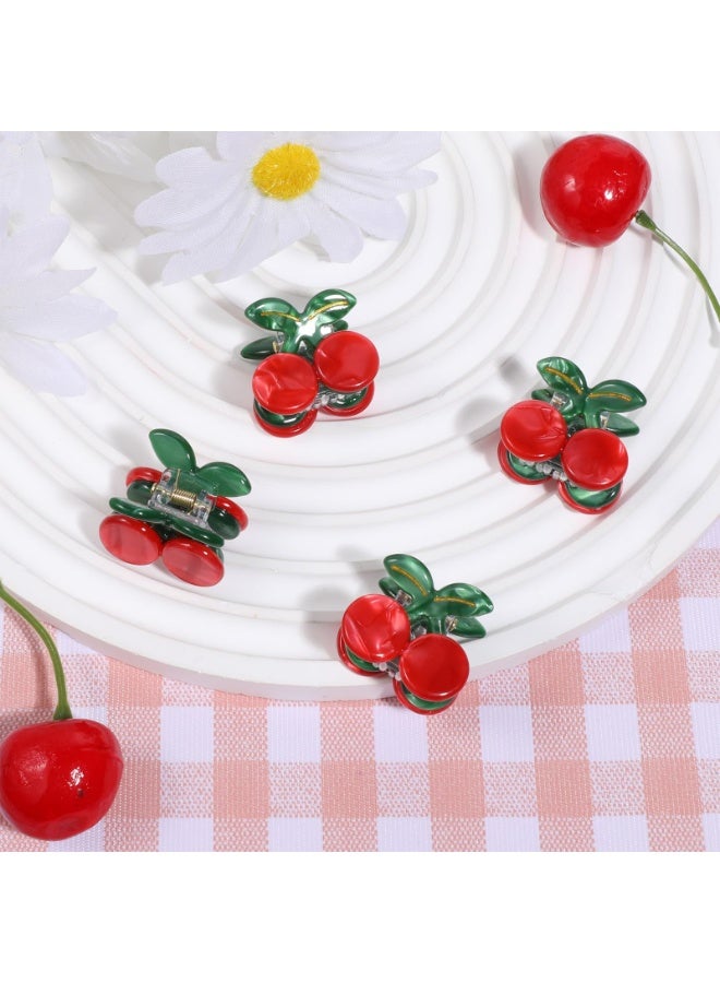 4 قطع من مشابك شعر على شكل كرز، مصنوعة من الأسيتات، مانعة للانزلاق، لطيفة، مناسبة للشعر الخفيف والكثيف، هدية مثالية للنساء. - Image 4