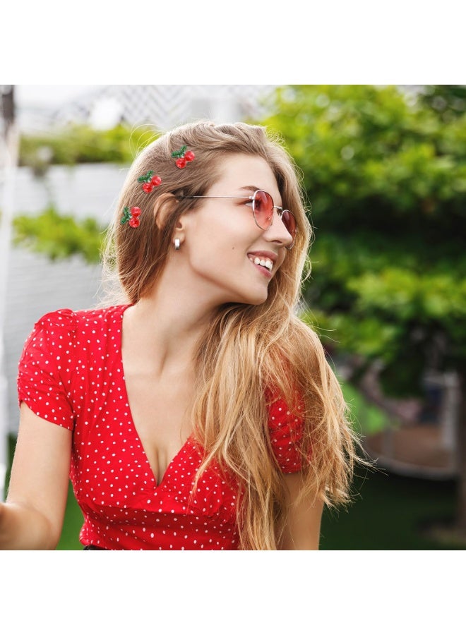 4 قطع من مشابك شعر على شكل كرز، مصنوعة من الأسيتات، مانعة للانزلاق، لطيفة، مناسبة للشعر الخفيف والكثيف، هدية مثالية للنساء. - Image 5