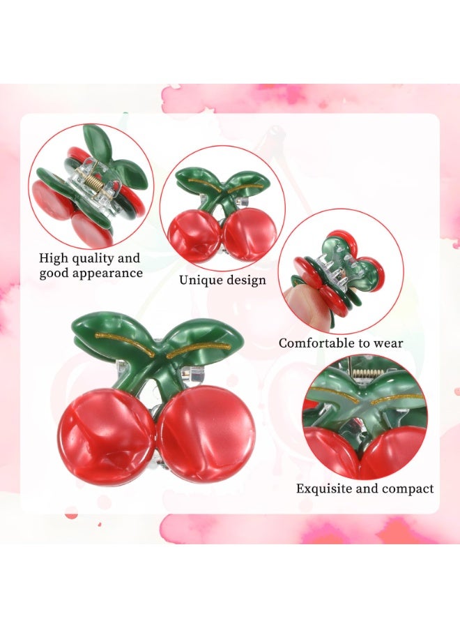 4 قطع من مشابك شعر على شكل كرز، مصنوعة من الأسيتات، مانعة للانزلاق، لطيفة، مناسبة للشعر الخفيف والكثيف، هدية مثالية للنساء. - Image 3