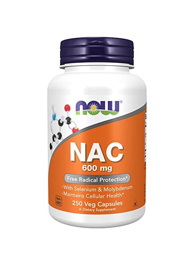 now مكملات Nac (Nacetyl Cysteine) 600 مجم مع السيلينيوم والموليبدينوم 250 كبسولة نباتية  - Image 1