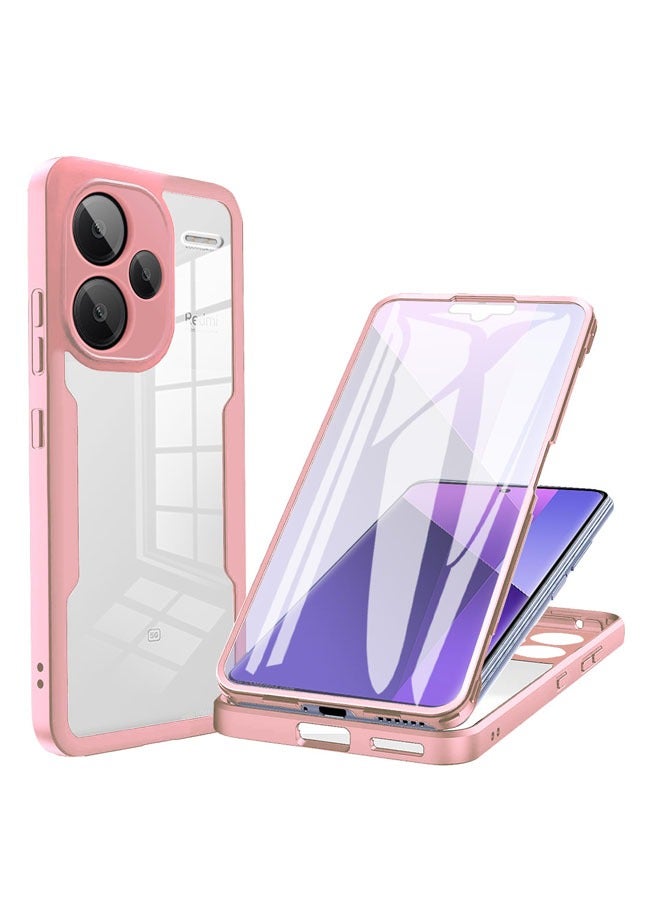 عام Xiaomi Redmi Note 13 Pro Plus 5G حالة 360 درجة واضحة مع حامي شاشة مدمج، مضاد للصدمات ورقيق جدًا من السيليكون لحماية Redmi Note.