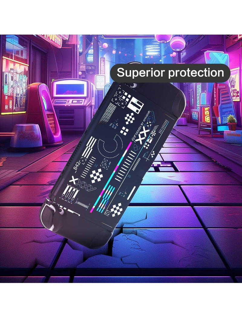 Generic Protective Case Compatible with Nintendo Switch OLED Cool Printstream Hard Black Cover Case with Thumb Grip Caps and Screen Protector Shockproof Anti Scratch Protector for NS OLED Model Black  - Image 5