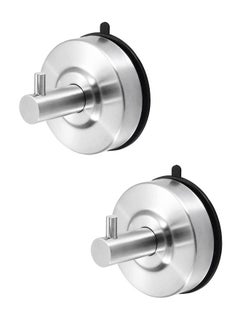 HAWAWA Vacuum Suction Cup Hooks 2pcs Stainless Steel Removable Bathroom Shower Hook Suction Towel Robe Rack for Hanging Coats Towels, Bathrobe and Loofah for Kitchen Bathroom Silver  - Image 1