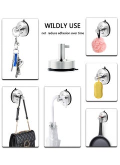 HAWAWA Vacuum Suction Cup Hooks 2pcs Stainless Steel Removable Bathroom Shower Hook Suction Towel Robe Rack for Hanging Coats Towels, Bathrobe and Loofah for Kitchen Bathroom Silver  - Image 5