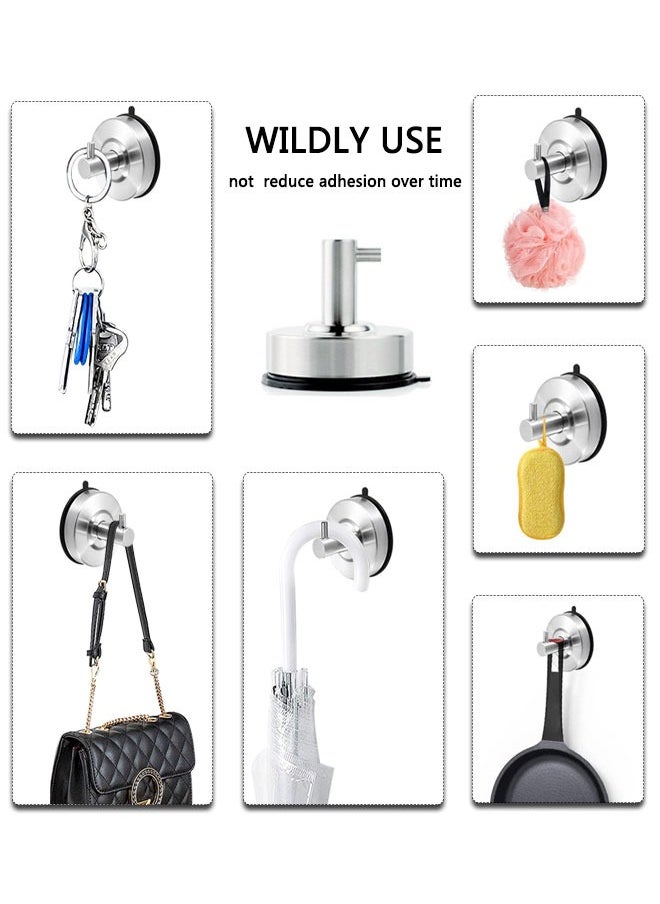 HAWAWA Vacuum Suction Cup Hooks 2pcs Stainless Steel Removable Bathroom Shower Hook Suction Towel Robe Rack for Hanging Coats Towels, Bathrobe and Loofah for Kitchen Bathroom Silver  - Image 5