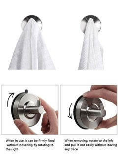 HAWAWA Vacuum Suction Cup Hooks 2pcs Stainless Steel Removable Bathroom Shower Hook Suction Towel Robe Rack for Hanging Coats Towels, Bathrobe and Loofah for Kitchen Bathroom Silver  - Image 4