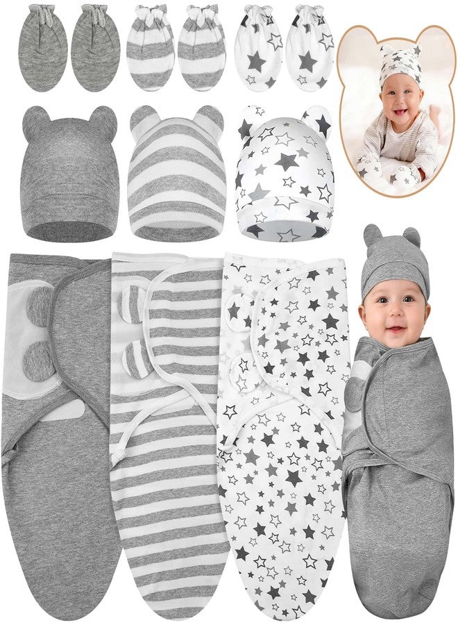 Flasoo 3 Pack Preemie Swaddle with Hat & Mittens Set, Adjustable Cotton Swaddle for Preemie Baby, Preemies Swaddles 4-7 Lbs for Baby Boy Girl, Baby Sleep Sack for Newborn Essentials (Classic Style) - Image 1