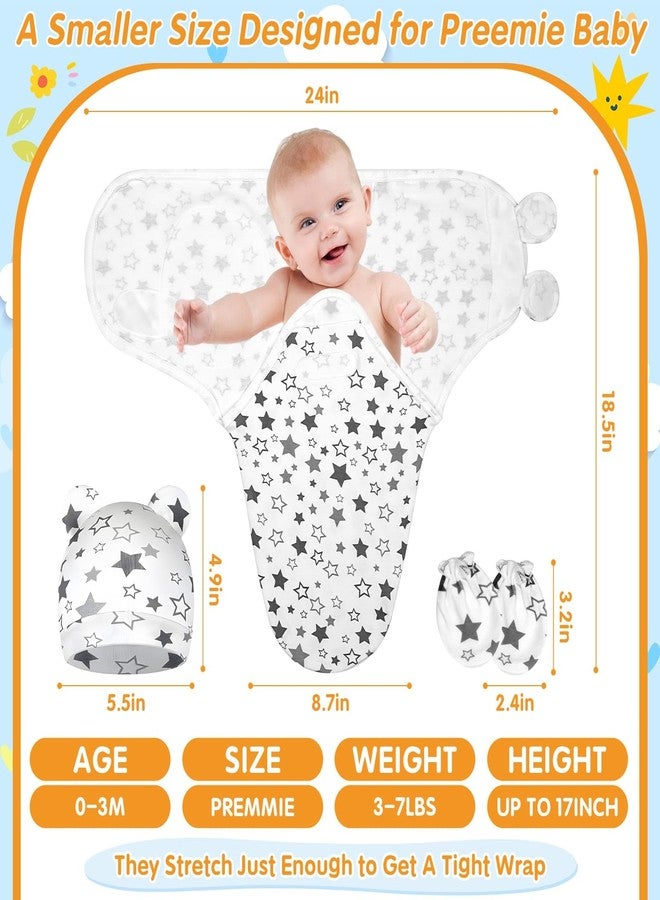 Flasoo 3 Pack Preemie Swaddle with Hat & Mittens Set, Adjustable Cotton Swaddle for Preemie Baby, Preemies Swaddles 4-7 Lbs for Baby Boy Girl, Baby Sleep Sack for Newborn Essentials (Classic Style) - Image 4