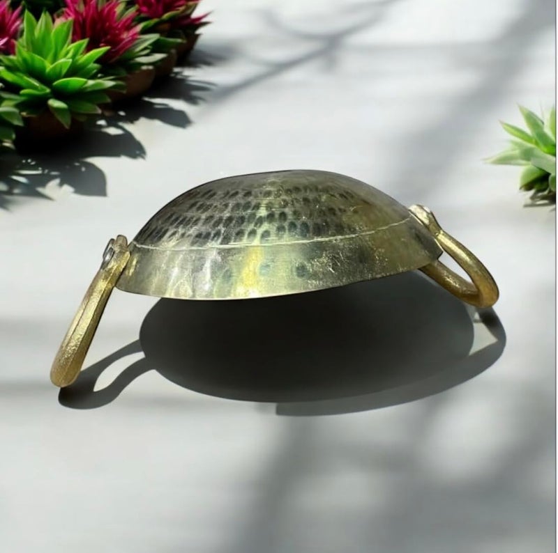 GBW Pure Brass Hammered Kadai Handmade kadai for Saute 1.5 Litre pital kadai Mini Handmade Hammered 1.5ltr Litre Heavy Brass pital ki sautepan - Image 2