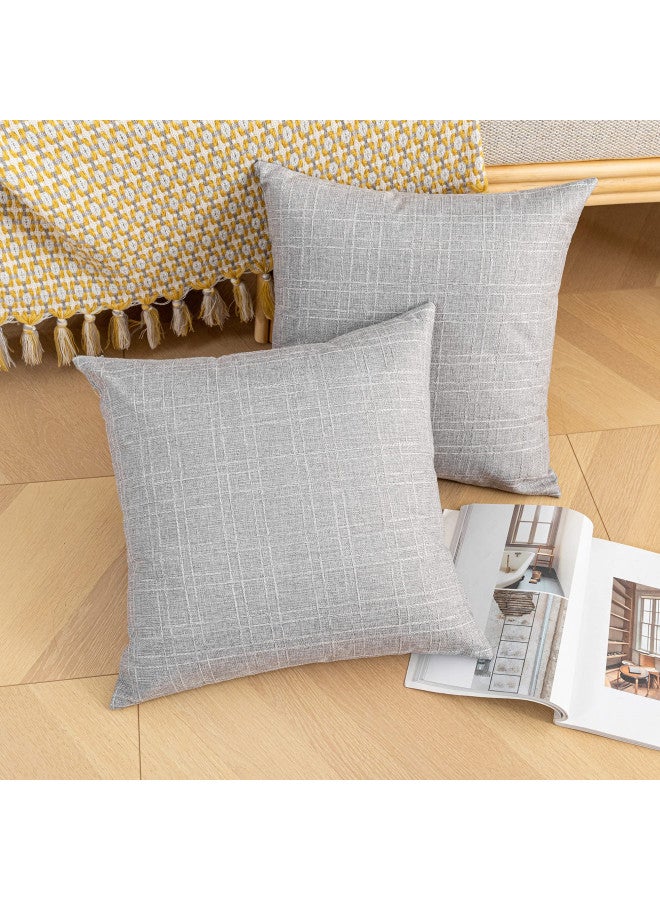 Kevin Textile Pack of 2 Outdoor Waterproof Throw Pillow Covers Decorative Farmhouse Checkered Square Solid Cushion Cases for Patio Garden Porch Sofa Grey 18x18 inch - Image 4