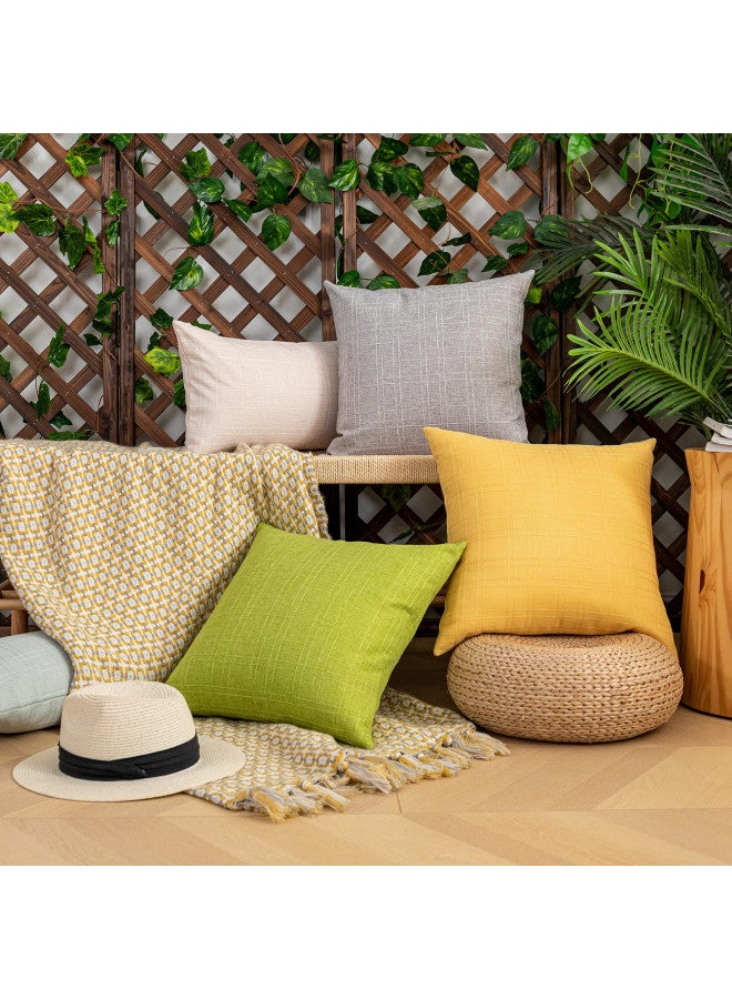 Kevin Textile Pack of 2 Outdoor Waterproof Throw Pillow Covers Decorative Farmhouse Checkered Square Solid Cushion Cases for Patio Garden Porch Sofa Grey 18x18 inch - Image 5