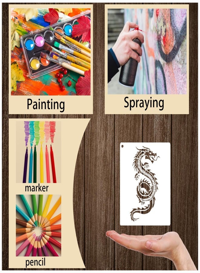 Boqon 20 Pieces Dragon Stencils Template Reusable Mylar Craft Stencils for Painting on Wood Canvas Walls Decorations DIY Projects (20 Dragon) - Image 5