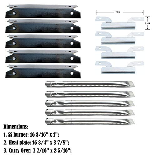 Direct store Parts Kit DG132 Replacement for Gas Grill Brinkmann 810-1575-W Gas Grill Parts Kit (Stainless Steel Burner + Stainless Steel carry-over tubes + Porcelain Steel Heat Plate) - Image 2