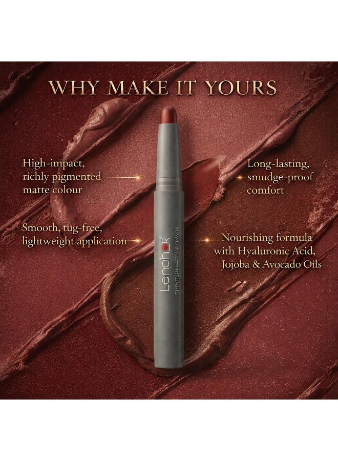 LENPHORComfort Stay Matte Lip Crayon Lightweight & Smudge-Proof Matte Lip with Hyaluronic Acid, Avocado Oil & Jojoba Oil Smoothing & Hydrating 1.5g, Coral Tree| Light-weight - Image 4