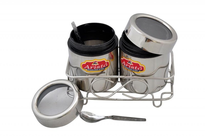 ARISTO VR493 Stainless Steel Dry Fruit/Mukhwas Container - 300 g, 2 Pieces, Silver - Image 2