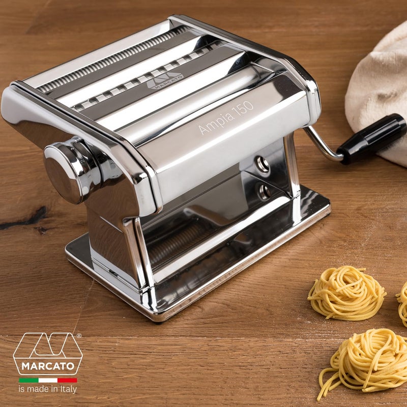 MARCATO Made in Italy Ampia 150 Classic Manual Pasta Machine, Chrome Steel. Makes Lasagne, Fettuccine & Tagliolini - Image 2