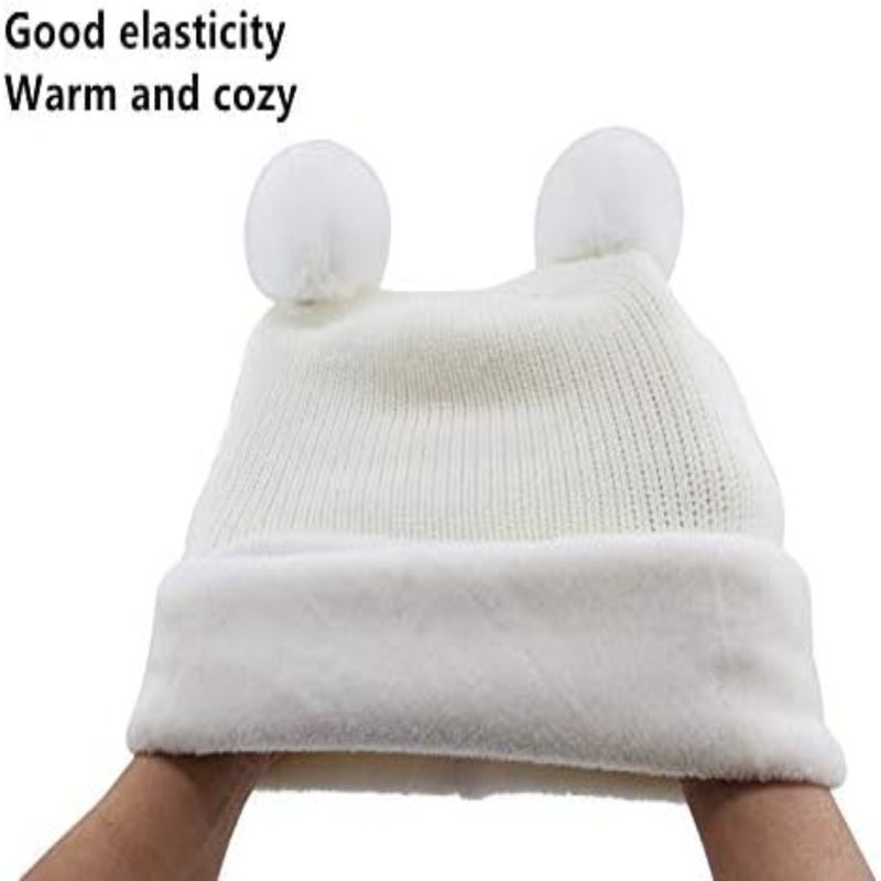 Baby Knit Hat Scarf Set: 6-24 Months White Soft Windproof Knit - Cute Versatile Baby Winter Set for Unisex Infant Toddler Cold Weather - Image 4