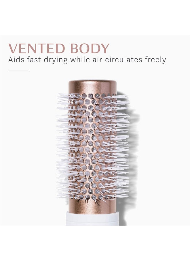 T3 - Volume Round Hair Brush Ceramiccoated Barrel Vented Round Brush For Blow Drying Heat Resistant Bristles White/Rose Gold - Image 1