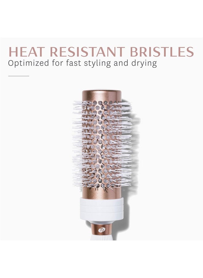 T3 - Volume Round Hair Brush Ceramiccoated Barrel Vented Round Brush For Blow Drying Heat Resistant Bristles White/Rose Gold - Image 1