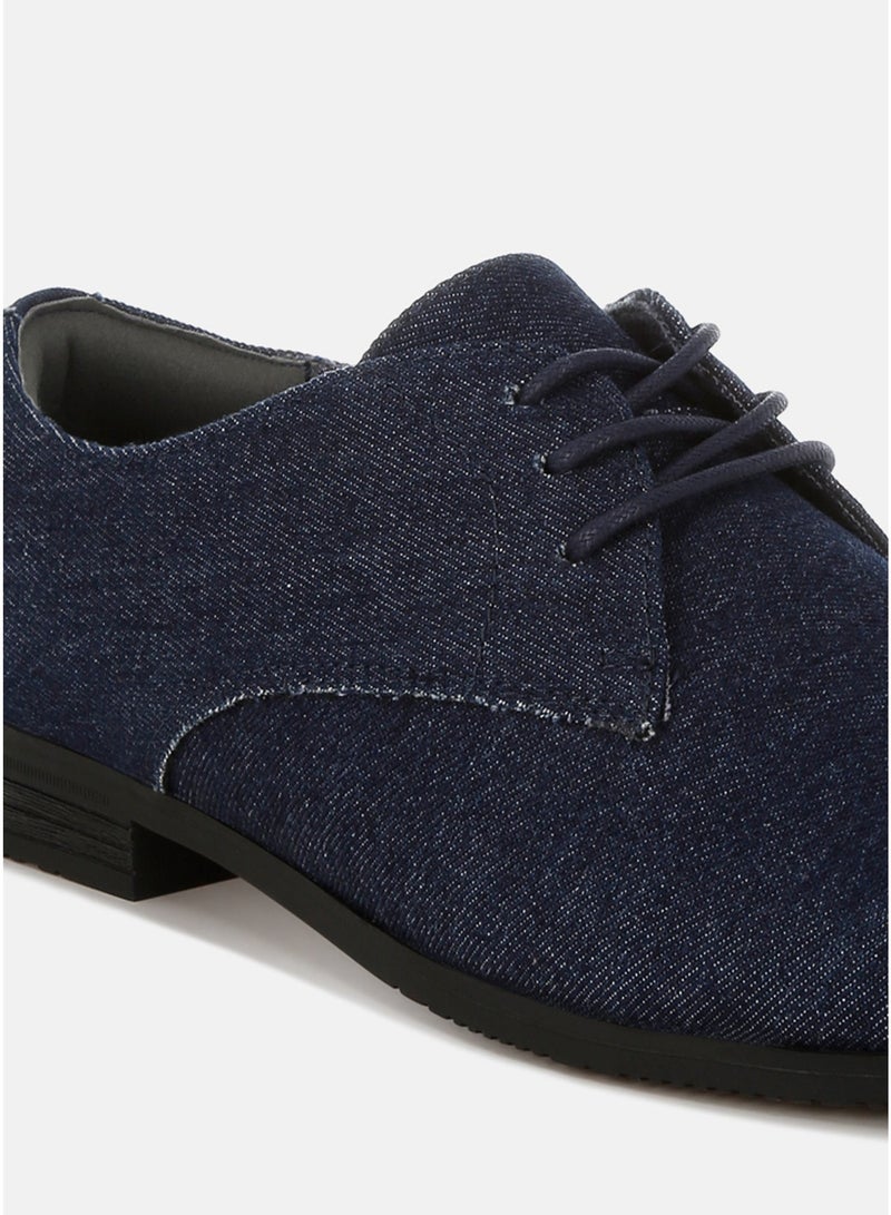 London Rag Men's Denim Oxford Shoes in Navy - Image 4