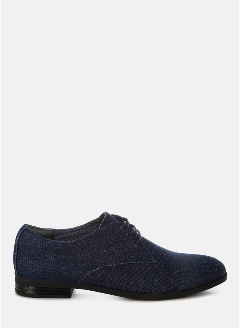 London Rag Men's Denim Oxford Shoes in Navy - Image 1
