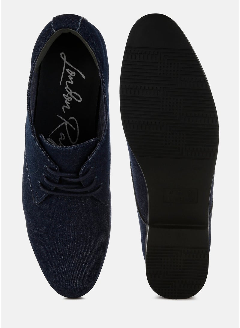 London Rag Men's Denim Oxford Shoes in Navy - Image 5
