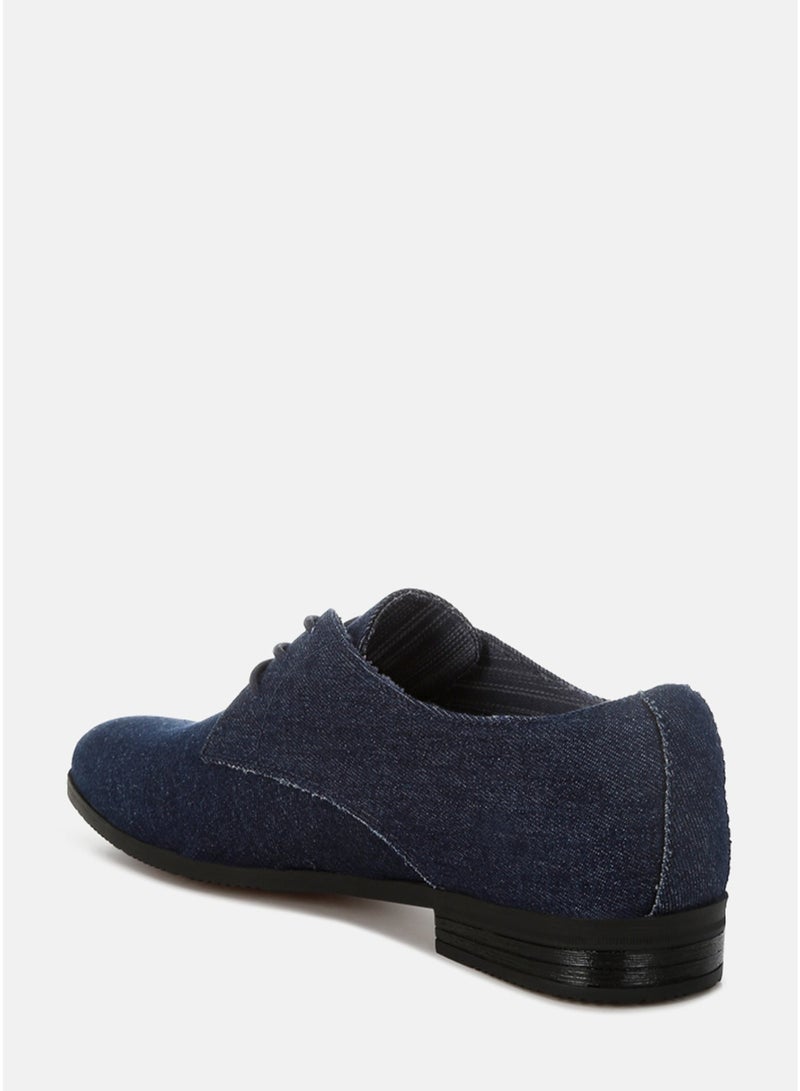London Rag Men's Denim Oxford Shoes in Navy - Image 3