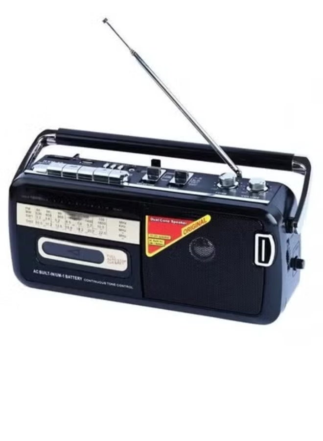 REFURA Radio Cassette Recorder 30W Black | Supports USB/FM / SW1 / SW2-4 Band/Earphone Jack M-50 - Image 3
