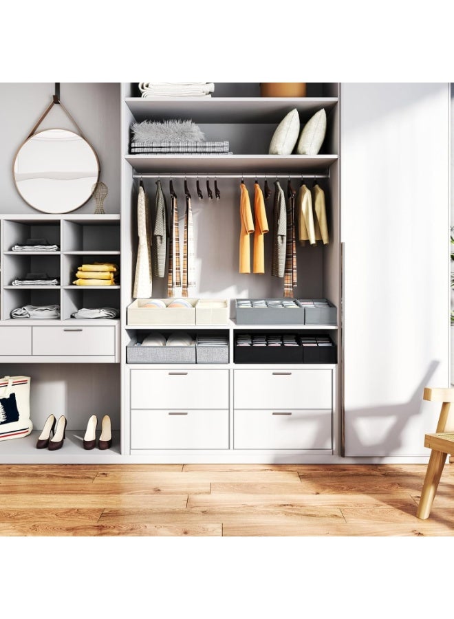 4 Pack Drawer Organizers for Underwear & Socks – Foldable Non-Woven Fabric Closet Storage Boxes with Multi-Cell Dividers (6 / 7 / 8 / 24 Cells) – Space-Saving Storage for Socks, Underwear, Bras, Ties – Moisture & Tear Resistant, Easy to Use- Grey - Image 2