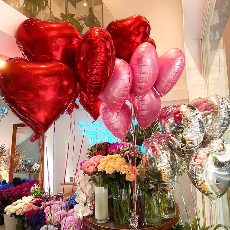 Jangostor 60 PCS Heart Shape Foil Balloons, 10 Inch Red Pink Silver Heart Foil Balloons Mylar Heart Shaped Balloons Heart Balloons Aluminum Foil Balloons for Valentine Day Birthday Engagement Wedding - Image 3
