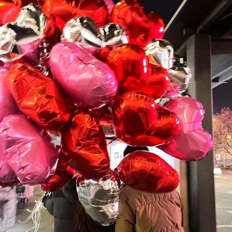 Jangostor 60 PCS Heart Shape Foil Balloons, 10 Inch Red Pink Silver Heart Foil Balloons Mylar Heart Shaped Balloons Heart Balloons Aluminum Foil Balloons for Valentine Day Birthday Engagement Wedding - Image 5