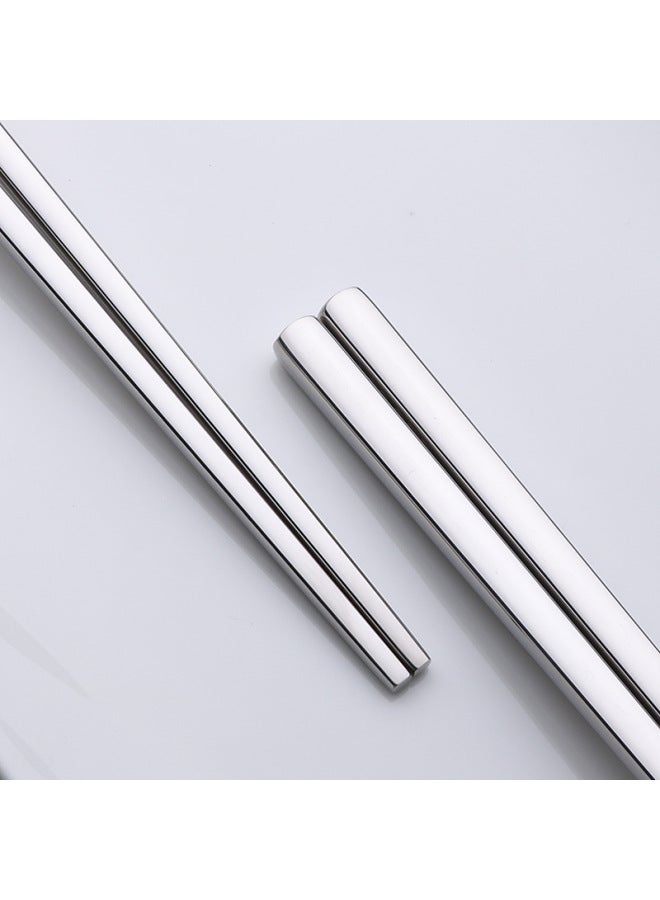 Factory Direct Supply 316L Stainless Steel Chopsticks Food Grade Household Creative Thickened 304 Non-slip Anti-scald Square Chopsticks Wholesale-Color:Light Body-Specifications:304 [8cm Square Meters] 27cm Hot Pot Public Chopsticks  - Image 1