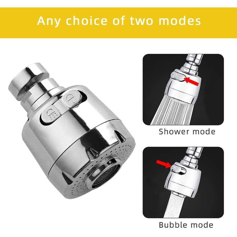 KRIVETY Water Swivel Faucet Head 2 Modes Spray SplashProof 360 Rotatable Spray Head Adapter Anti Splash Tap Booster Shower Water Saving Adjustment for Bathroom Kitchen NOZZELASHORTSPRING - Image 3