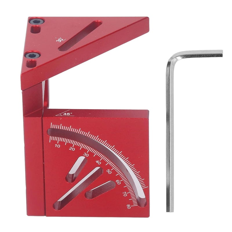 Red Aluminum Alloy Multi Angle 3D Protractor Precision Woodworking Ruler with Dovetail Templates - Image 1