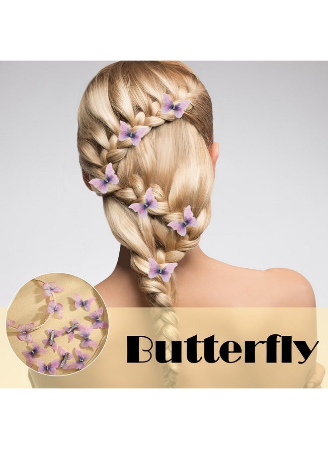 Lydztion Pearl Butterfly Headband With 10 Pcs Butterfly Hair Clips, Purple Hair Accessories For Women Girls  - Image 2