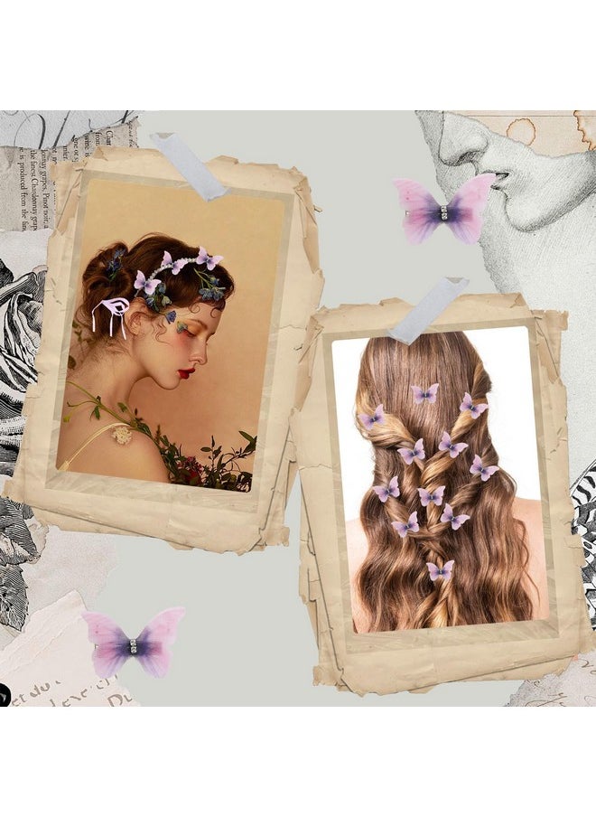 Lydztion Pearl Butterfly Headband With 10 Pcs Butterfly Hair Clips, Purple Hair Accessories For Women Girls  - Image 3