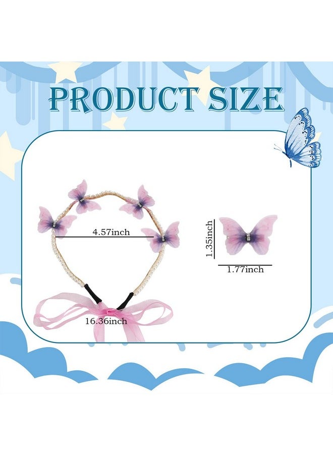 Lydztion Pearl Butterfly Headband With 10 Pcs Butterfly Hair Clips, Purple Hair Accessories For Women Girls  - Image 5