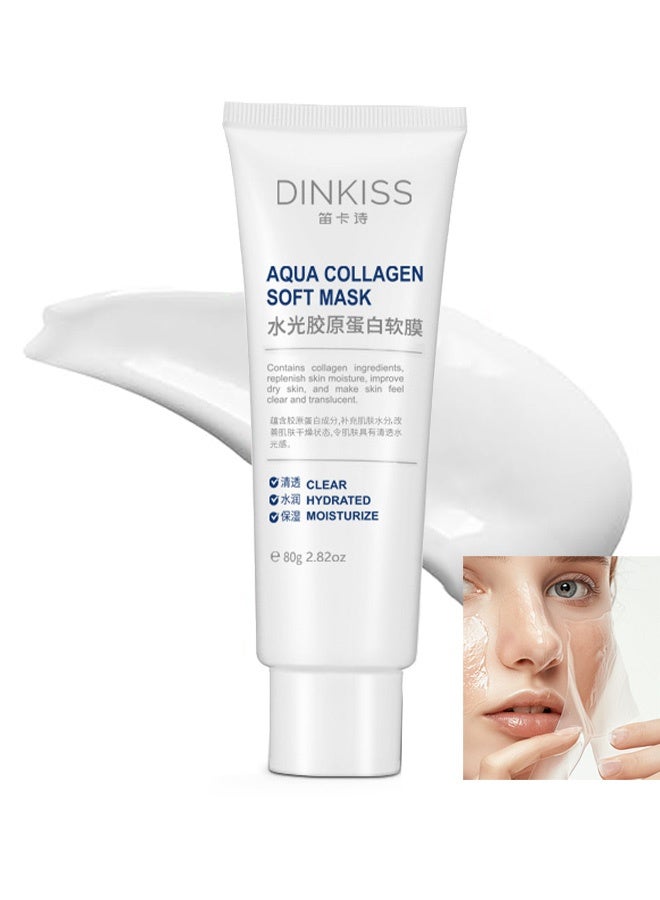 Dinkiss Aqua Collagen Soft Mask，Anti-aging Peel-off Mask for Face & Neck | Firming & Lifting Care | Reduces Wrinkles & Pores | Deep Hydration & Moisturization - Image 1