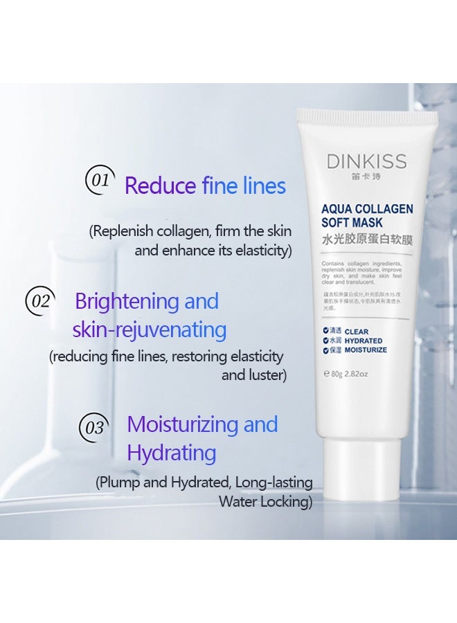 Dinkiss Aqua Collagen Soft Mask，Anti-aging Peel-off Mask for Face & Neck | Firming & Lifting Care | Reduces Wrinkles & Pores | Deep Hydration & Moisturization - Image 5