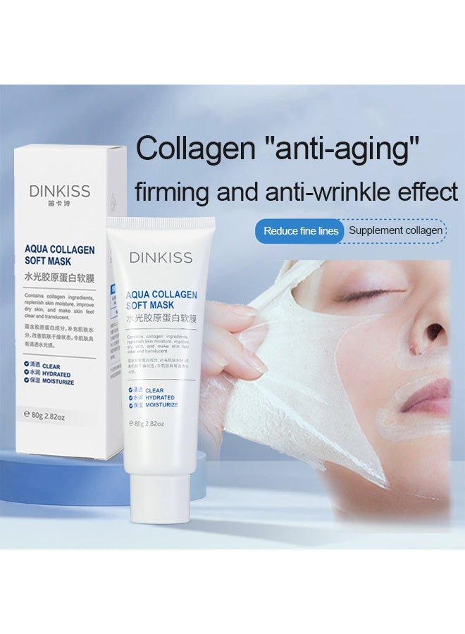 Dinkiss Aqua Collagen Soft Mask，Anti-aging Peel-off Mask for Face & Neck | Firming & Lifting Care | Reduces Wrinkles & Pores | Deep Hydration & Moisturization - Image 2