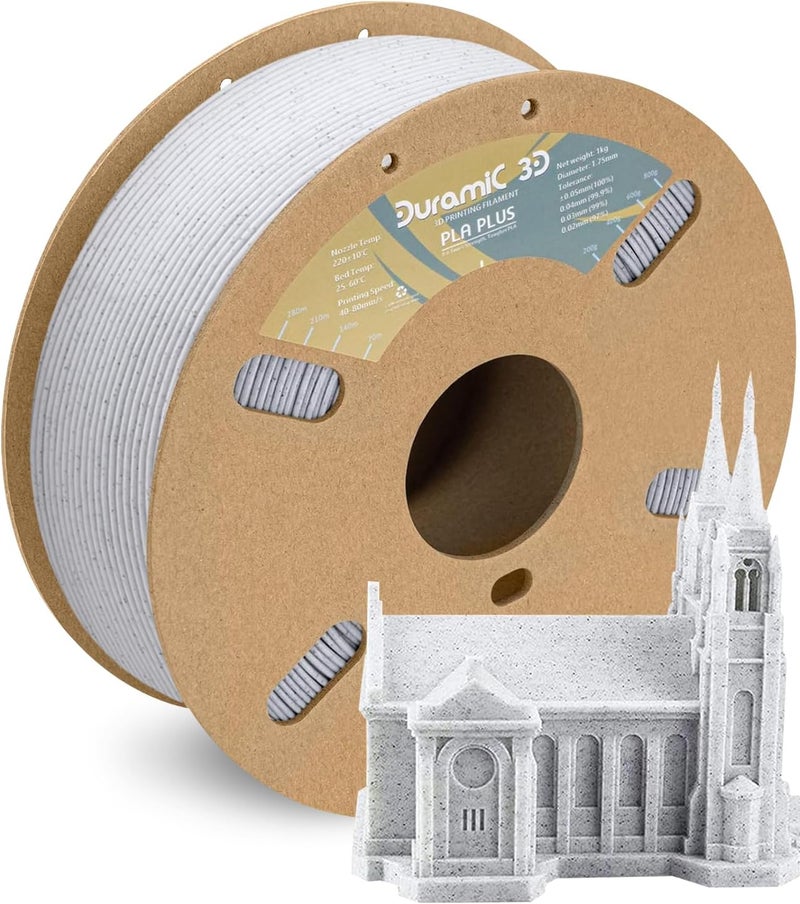 DURAMIC 3D PLA+ Filament 1.75mm 1Kg Marble, PLA Plus Filament 1Kg Spool(2.2lbs) Tougher and Stronger, Dimensional Accuracy Probability +/- 0.02mm - Image 1