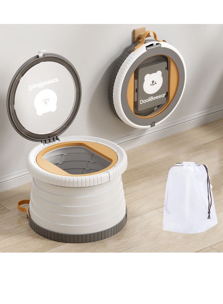 Excefore Travel Potty for Toddlers, Portable and Foldable Potty Training Toilet Seat for Kids, Suitable for Boys and Girls, Ideal for Camping, Outdoor, and Indoor Use (Gray Orange) - Image 1