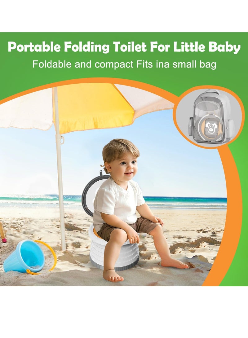 Excefore Travel Potty for Toddlers, Portable and Foldable Potty Training Toilet Seat for Kids, Suitable for Boys and Girls, Ideal for Camping, Outdoor, and Indoor Use (Gray Orange) - Image 3