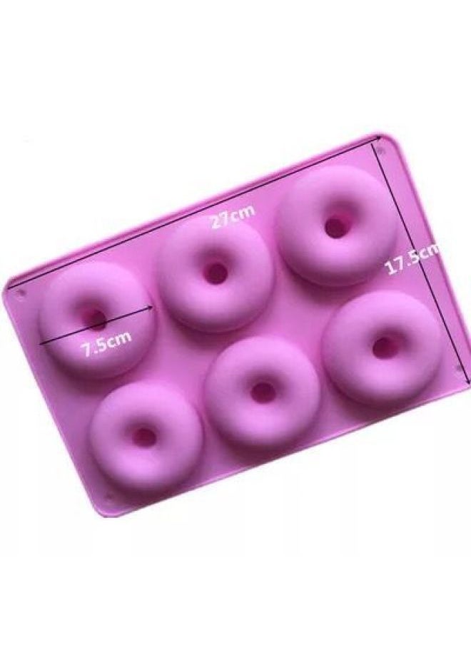 Generic - Donut Mold 6 Even 8 Even Steamed Rice Cake Water Tower Cake Dessert Hollow Circle Silicone Baking High Temperature Oven Available-Specification:6 Donuts In A Row (random Color) - Image 1