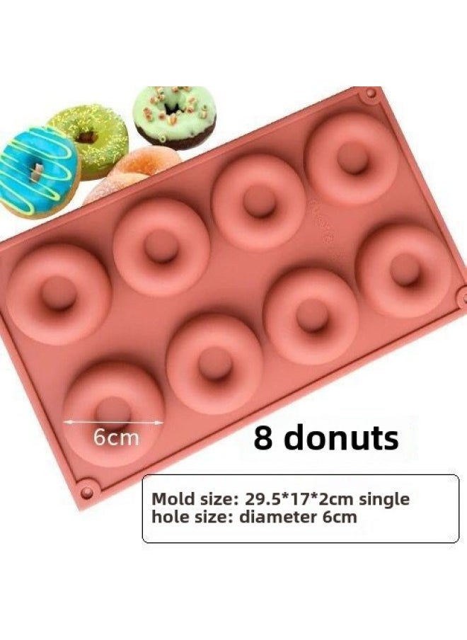 Generic - Donut Mold 6 Even 8 Even Steamed Rice Cake Water Tower Cake Dessert Hollow Circle Silicone Baking High Temperature Oven Available-Specification:6 Donuts In A Row (random Color) - Image 1