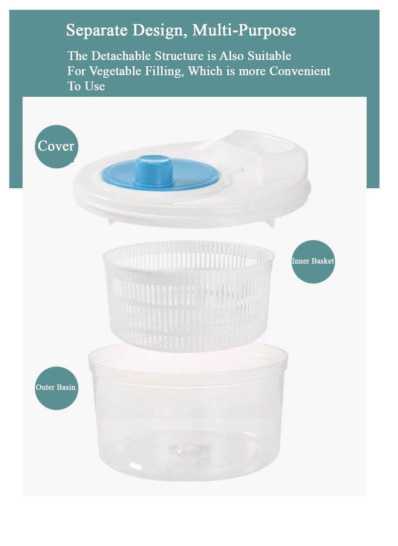 Bonita - Large Capacity Salad Spinner Fruit and Vegetable Washer,Vegetable Quick Dryer Oil Shaker Dry off and Drain Vegetable Wash & Salad Making Bowl with Plastic Colander (BLUE) - Image 1